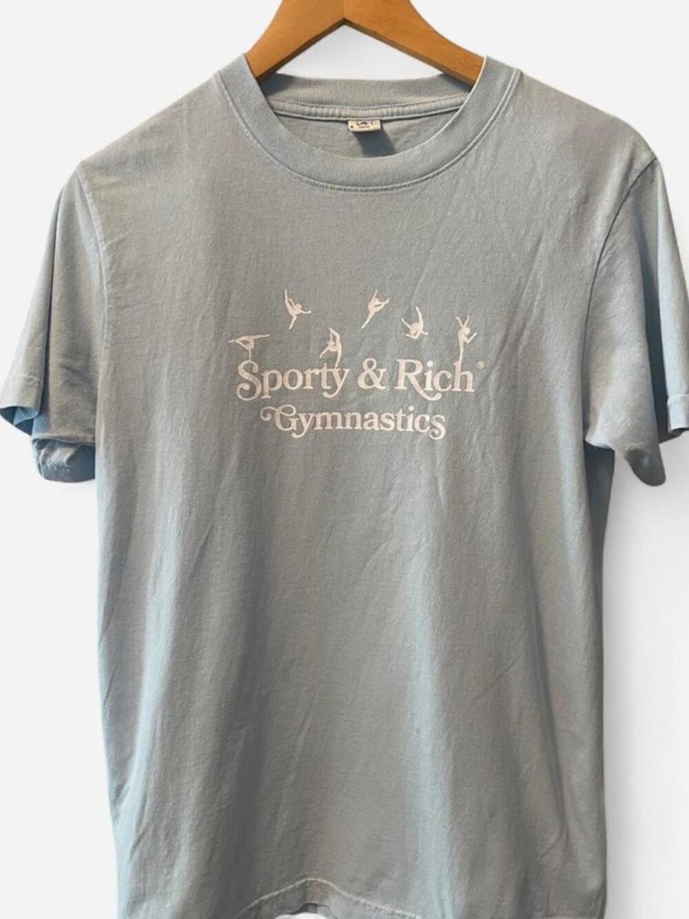 Sporty & Rich Gymnastics Graphic T-Shirt Baby Blue Tee Size S